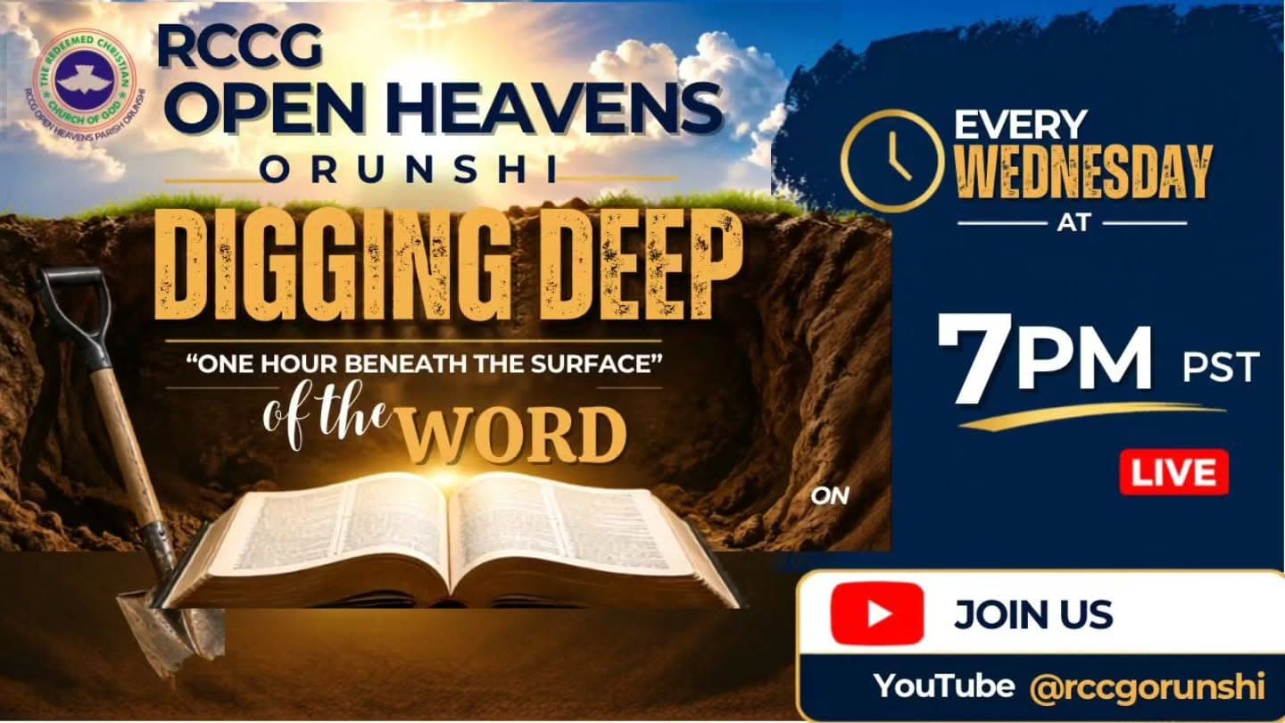 Digging Deep Bible study flyer, every Wednesday at 7 PM PST