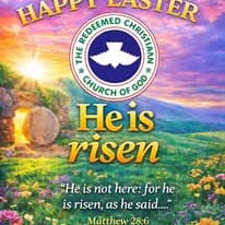 Happy Easter, He is Risen flyer with a Matthew 28:6 reference